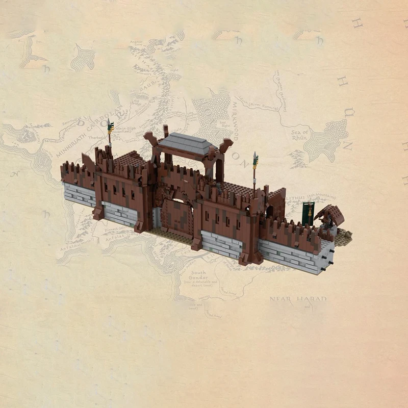 2248 個 UCS エドーラス万里の長城 MOC ローハン石要塞、監視塔 & 作業吊り橋教育ビルディングブロックギフト付き