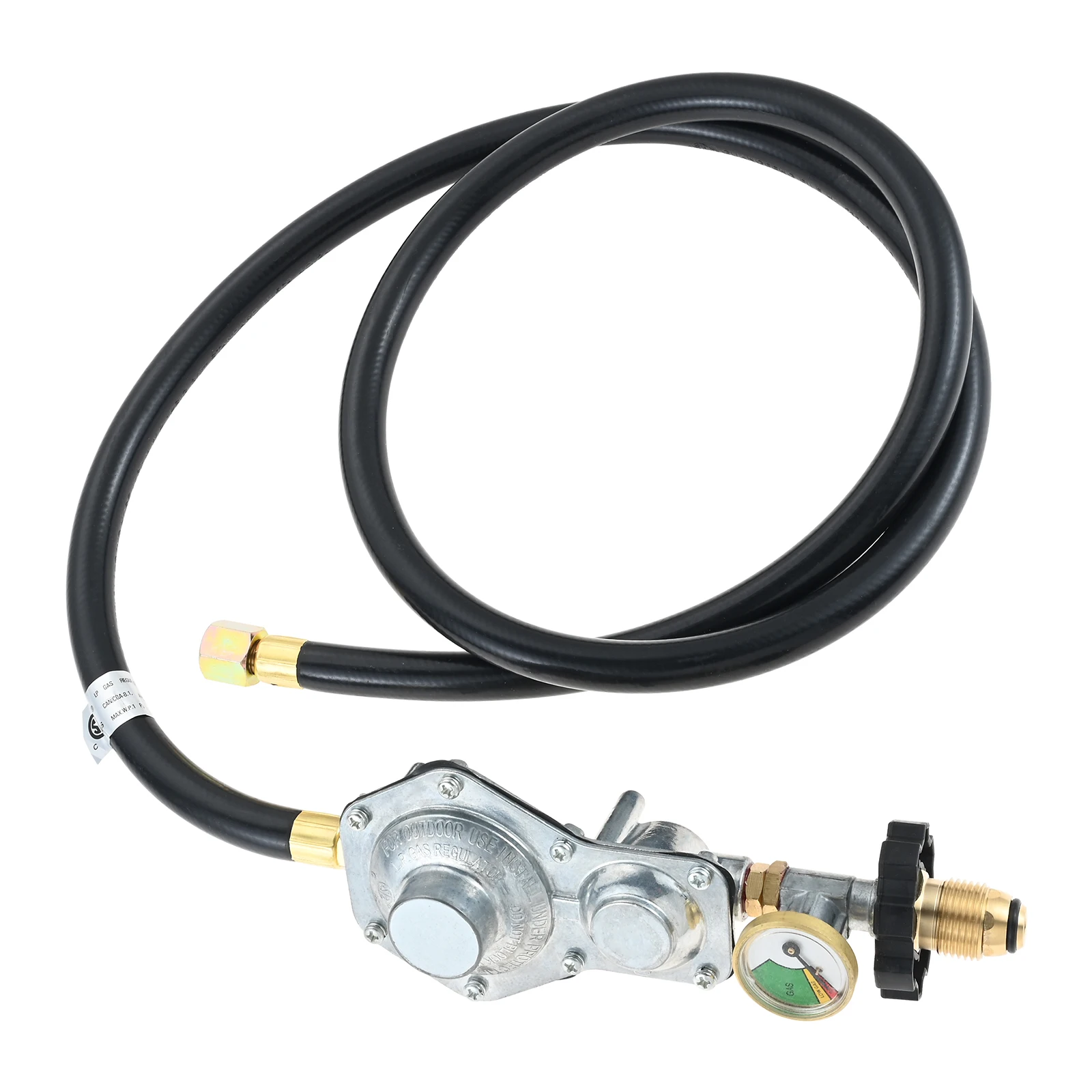 

Модернизированный 2-ступенчатый регулятор пропана с внешним манометром и шлангом длиной 5 футов POL до 3/8 дюйма с внутренней резьбой NPT для автофургонов, генераторной печи, гриля