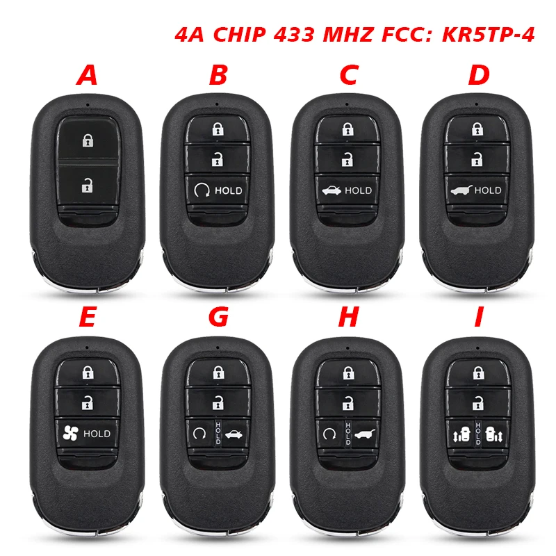 CN003163 Aftermarket 2/3/4 Buttons For Honda New XRV CRV HRV FIT ZRV Smart Remote Car key433MHZ 4A Chip FCC ID : KR5TP-4