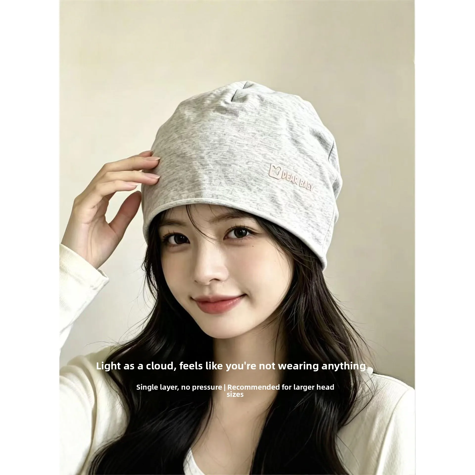Pure Cotton Summer Thin Single Layer Moon Hat Large Head Circumference Multi-Functional Air Conditioned Room Windproof Forehe...