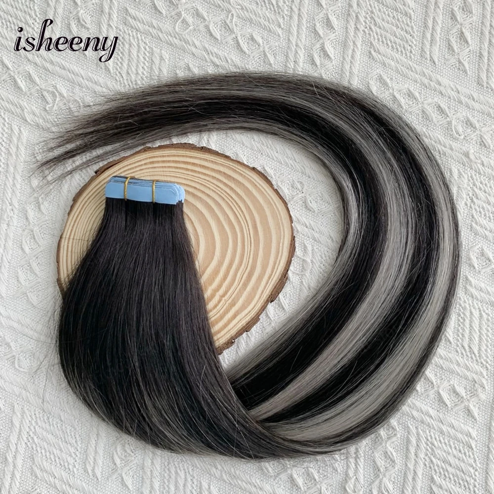 شريط Isheeny Balayage في وصلات شعر بشري 12 بوصة - 24 بوصة 20 قطعة/الحزمة شعر طبيعي حقيقي مستقيم بدون خياطة على الغراء #2