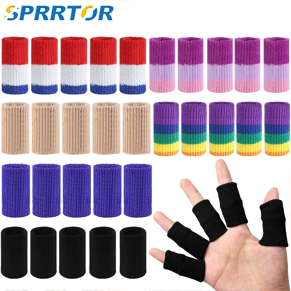 10Pcs Finger Sleeves Protectors,Sport Finger Splints Thumb Finger Brace Support Elastic Thumb Sleeves for Relieving Pain