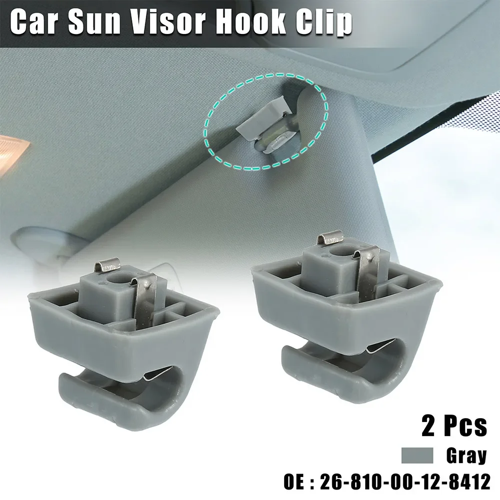 2pcs Gray Car Sun Visor Hook Clip Bracket 26-810-00-12-8412 For Mercedes-Benz 300TE 190D 190E 300D Sun Visor Clip