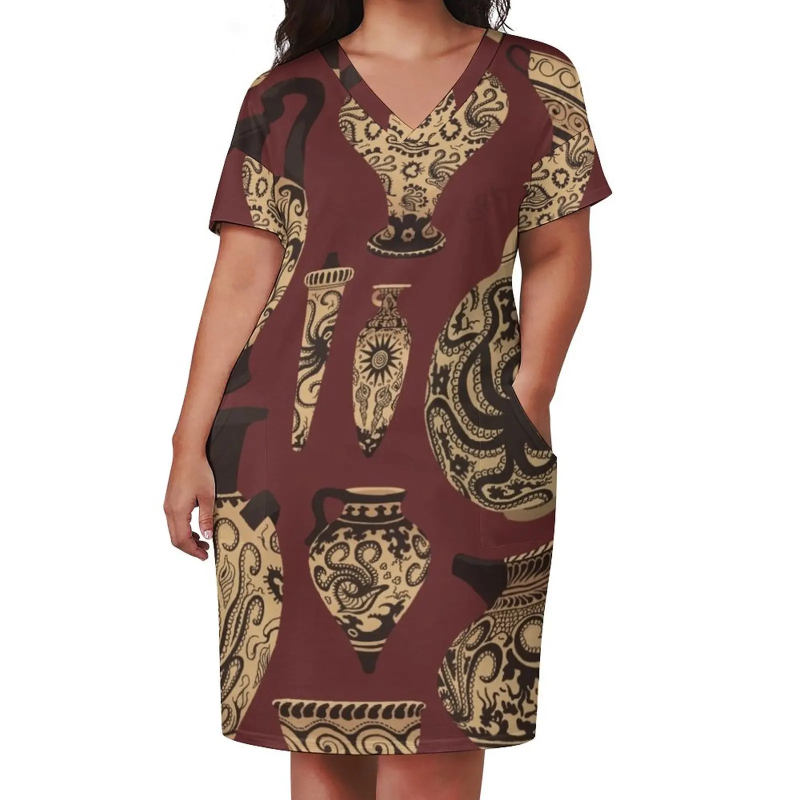 Late Minoan Ceramics Loose Pocket Dress Clothing luxury dress evening dress