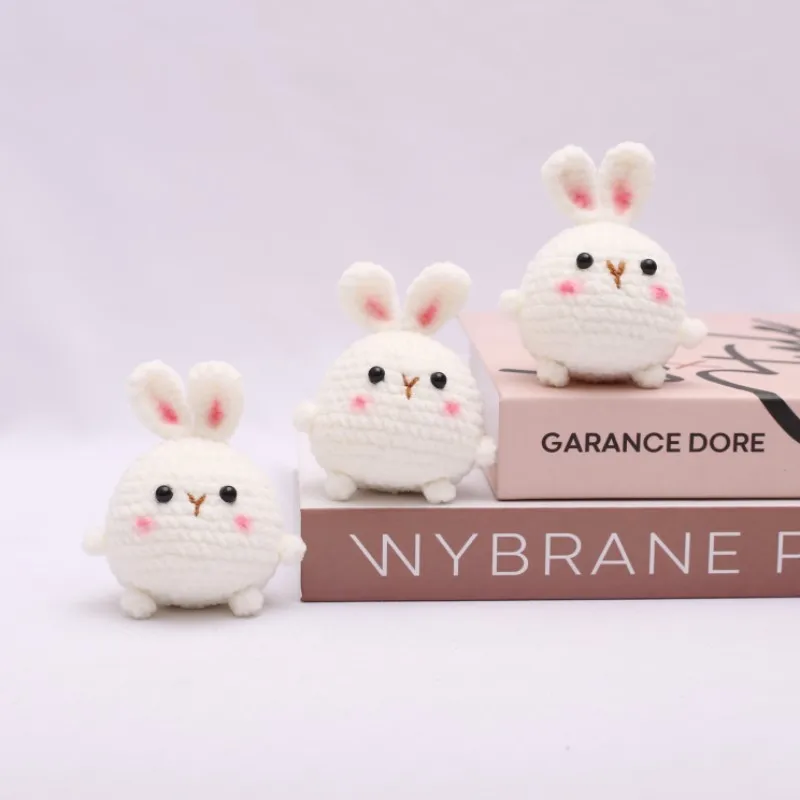 Finished Handmade Crochet Yarn Doll Pendant Cute Bunny Doll Yarn Knitted Keychain Backpack Pendant