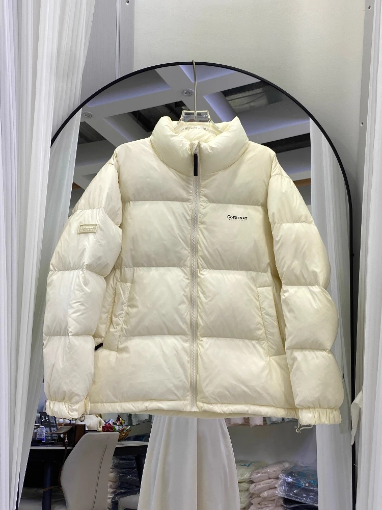 

2025 Новый пуховик для мужчин и женщин для влюбленных с вертикальным воротником, свободные короткие парки, зимние повседневные пуховики с карманами, 90% белая утиная куртка, верхняя одежда