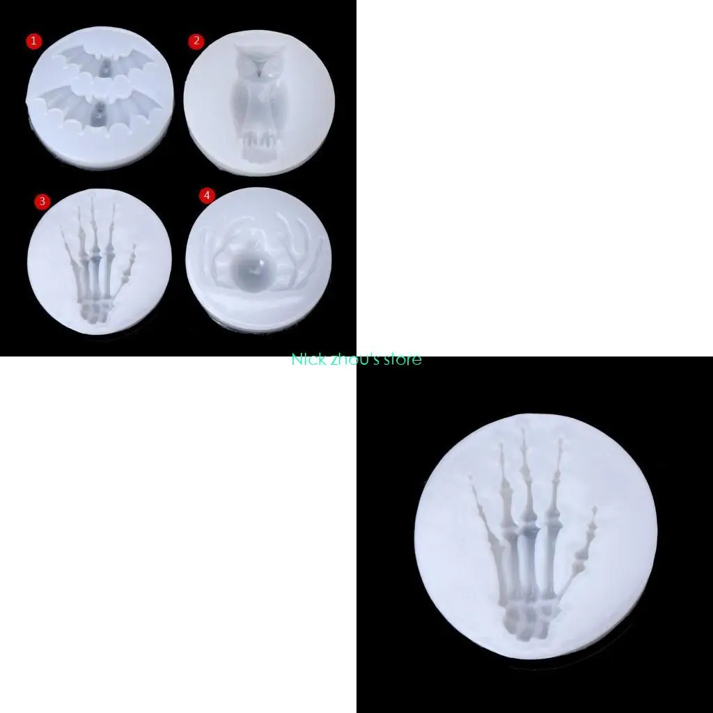 

E15E Skeleton Hand Bat Earring Mold Epoxy Resin Halloween Jewelry Mold Resin Casting Keychain Pendant Mold for Diy Craft
