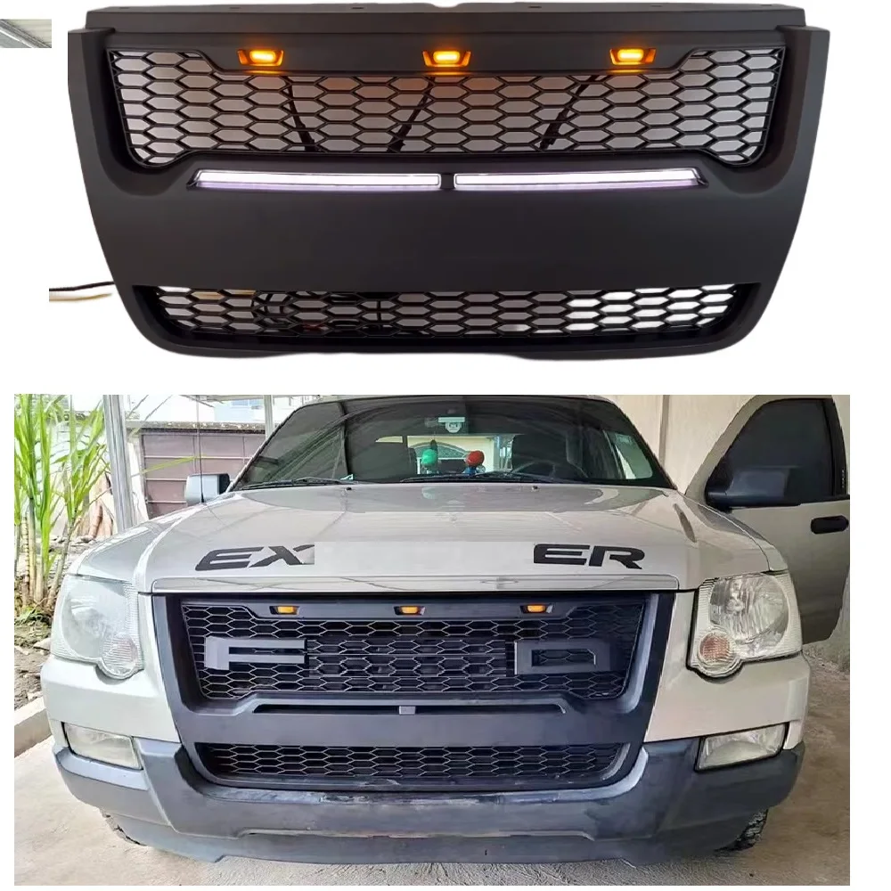 Exterior Auto Accessories Auto Grills Fit For Explorer 2006 2007 2008 2009 2010 2011 Led Front Grille Grill Bumper Cover