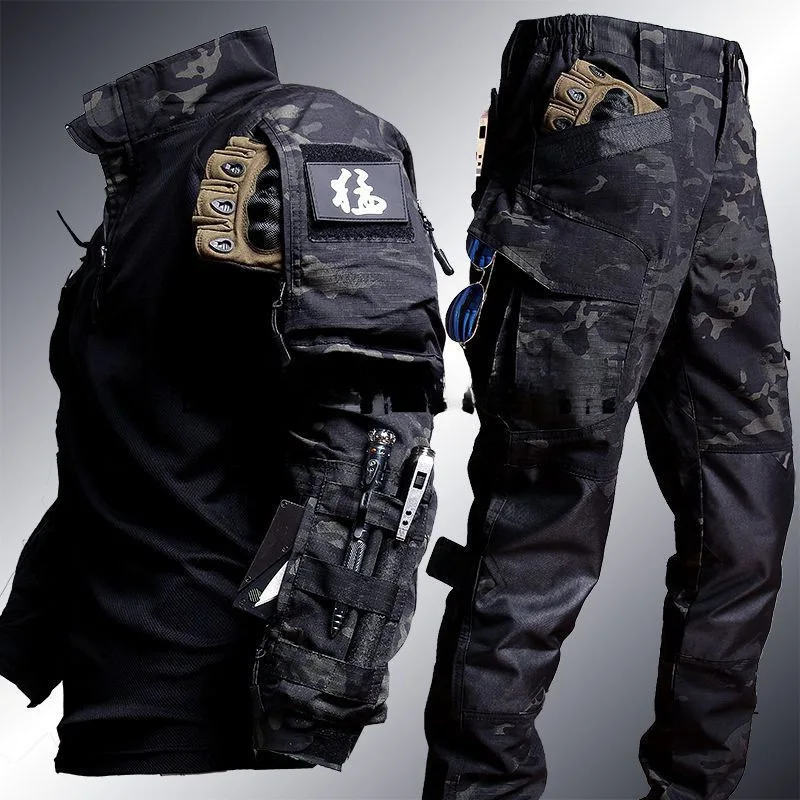 新型カエルスーツタクティカルジャケットtシャツ長袖迷彩服csバイクマンナイトセット