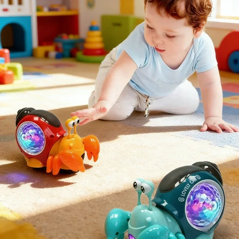 ปูคลานของเล่นเด็ก ช่วยผ่อนคลายอารมณ์ เรียนรู้การคลาน มีเสียงเพลง ไฟ LED สัตว์เลี้ยงอิเล็กทรอนิกส์ ฝึกการประสานงานระหว่างมือและตา ของขวัญวันหยุดสำหรับเด็ก
