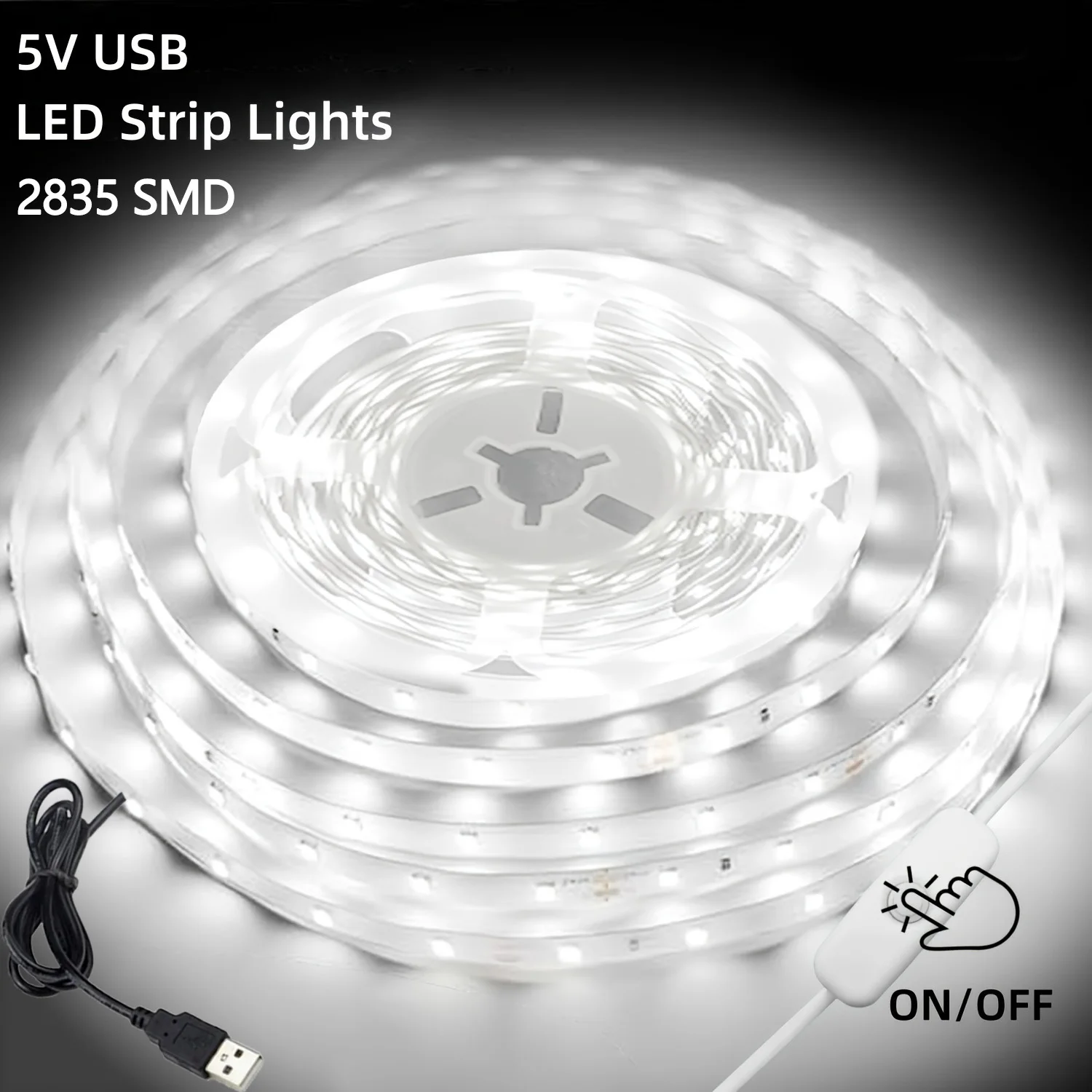 5 فولت USB LED قطاع أضواء 2835 SMD شريط مرن كوتابل شريط إضاءة مع مفتاح تشغيل/إيقاف للتلفزيون خزانة بمرآة ديكور غرفة نوم