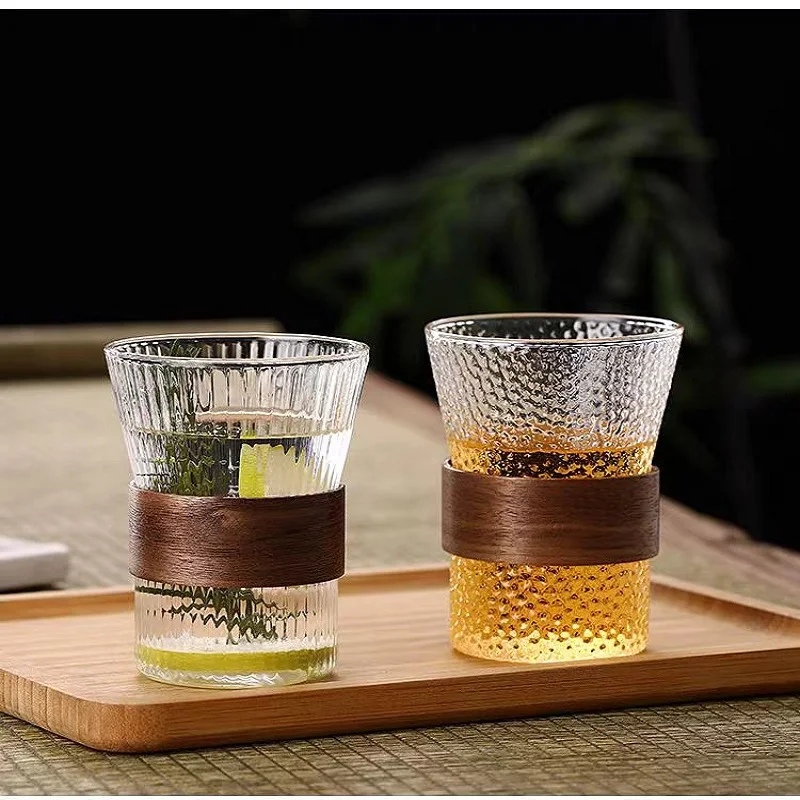 

Simple style transparent glass vertical pattern tea cup