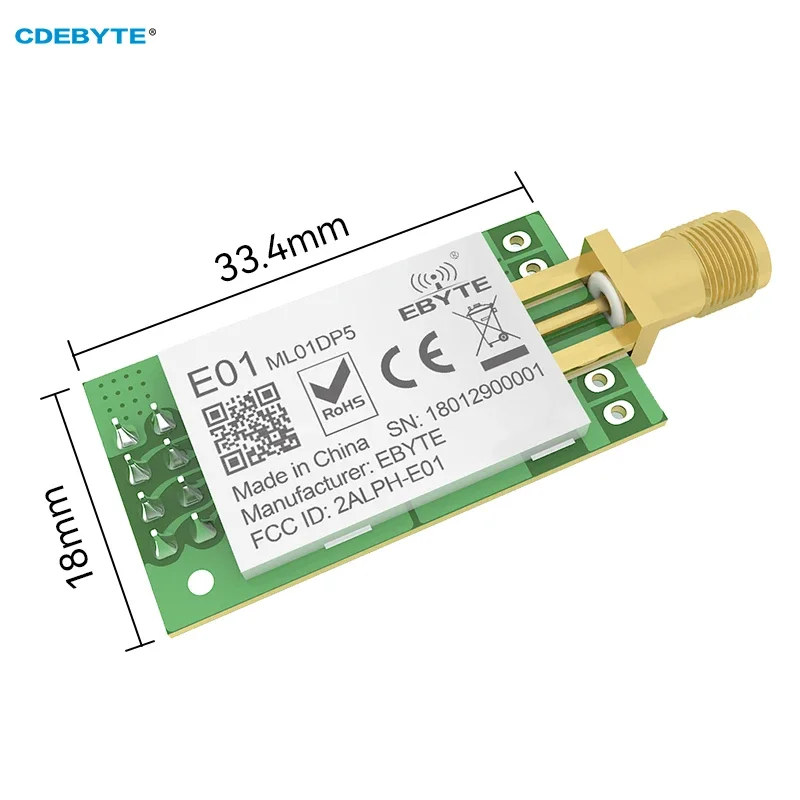 E01-ML01DP5 Long Range SPI nRF24L01P 2.4Ghz 100mW SMA Antenna IoT Wireless Transceiver Transmitter Receiver nRF24L01P RF Module