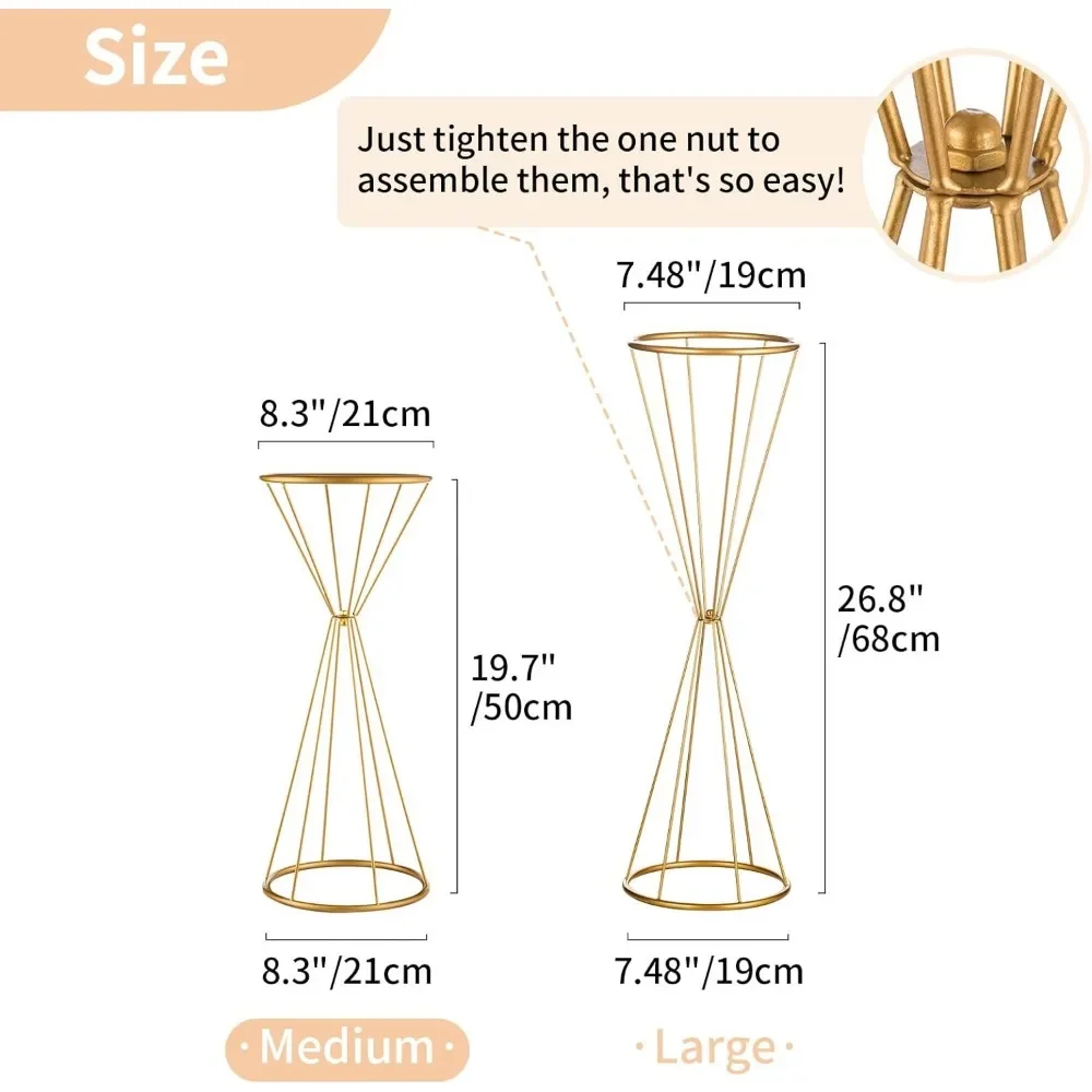 Imagem -05 - Tall Gold Vasos para Centerpieces Flower Stand Tabela de Casamento Acessórios Casamentos e Eventos 20 in 10 Pcs