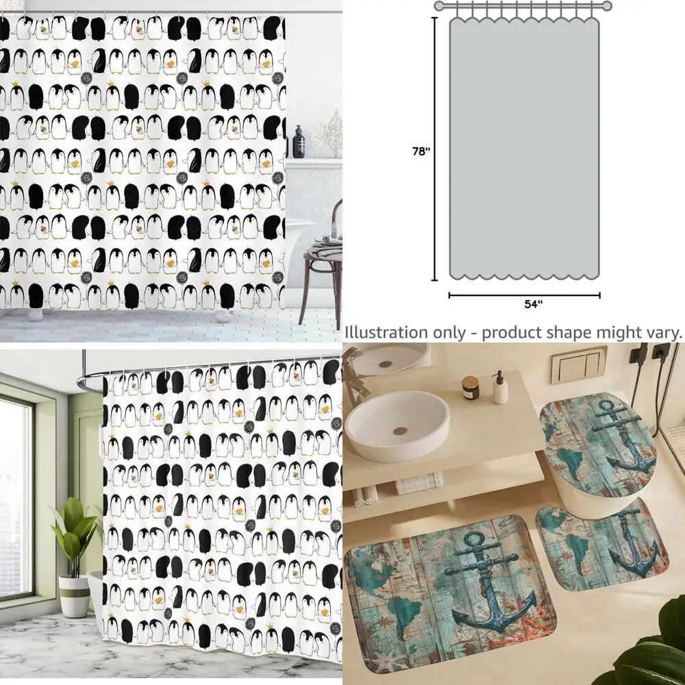 

Занавеска для душа с милыми арктическими животными, мультяшные пингвины с руками, тканевый набор для декора ванной комнаты с крючками, 69 дюймов