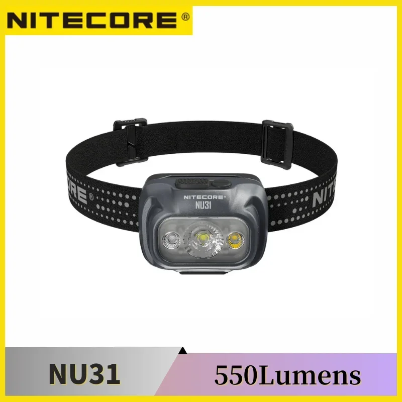 NITECORE NU31 Triple Output Lightweight Headlamp 550Lumens USB-C Rechargeable Headlight Built in battery