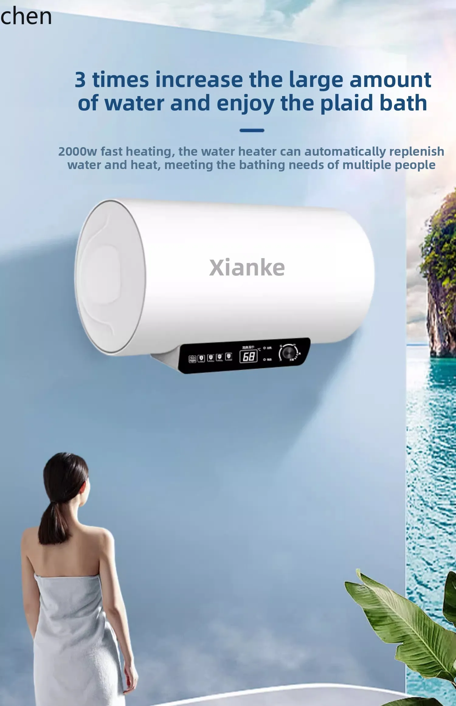 LXC scaldabagno elettrico domestico piccolo tamburo WC accumulo d'acqua bagno riscaldamento rapido temperatura costante