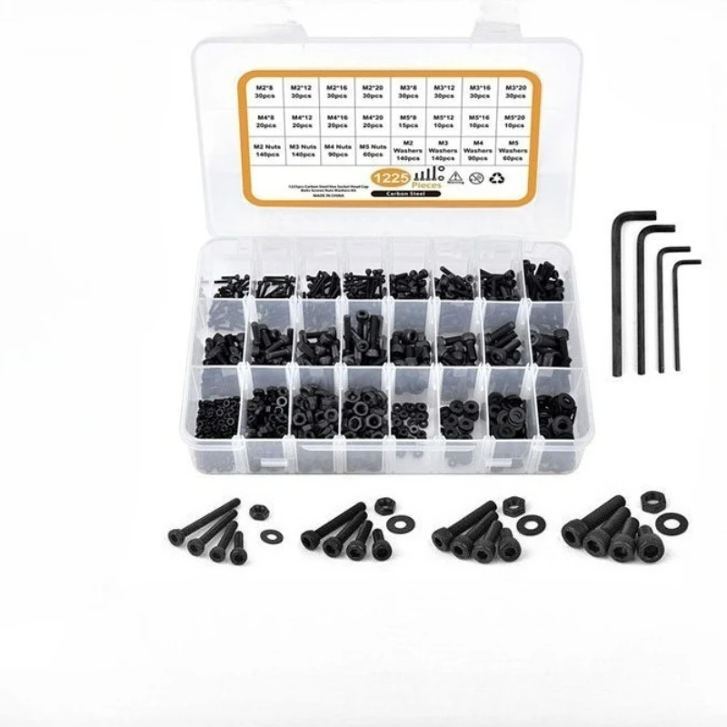 

Mixed M2 M2.5 M3 M4 M5 black coating 304 stainless steel CM inner hexagon ultra-thin flat head screw combination set