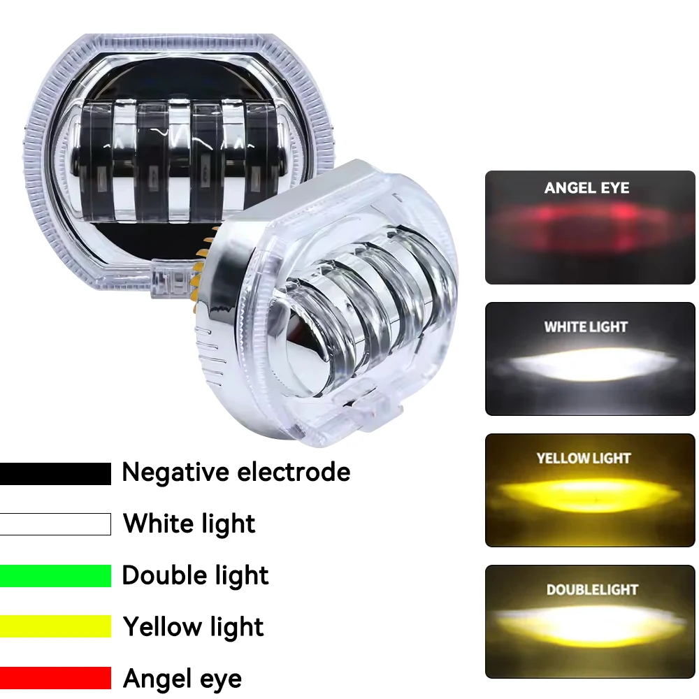 Car Motorcycle 8000LM Headlight LED Angel Devil Eyes Headlight Projector Lens High/Low Beam Strobe Spotlight DRL Dual Halo Lamp