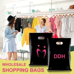 Wholesale cheap sourcen factory Promotional Printed Packaging shopping 2022 PE plastic tote bag custom with soft loop handle