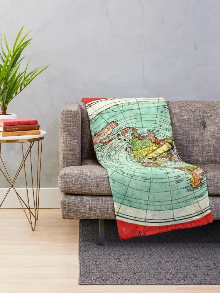 Gleason 1892 Flat Earth Map | Research Flat Earth Throw Blanket Decorative Beds Multi-Purpose Sofa Heavy Blankets