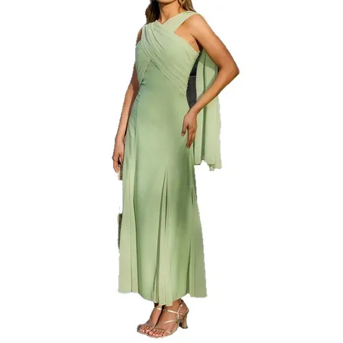 Imagen 2 del producto Ropa de mujer europea y americana Color sólido gasa Streamer vestido ajustado tubo Top moda sin mangas mujeres