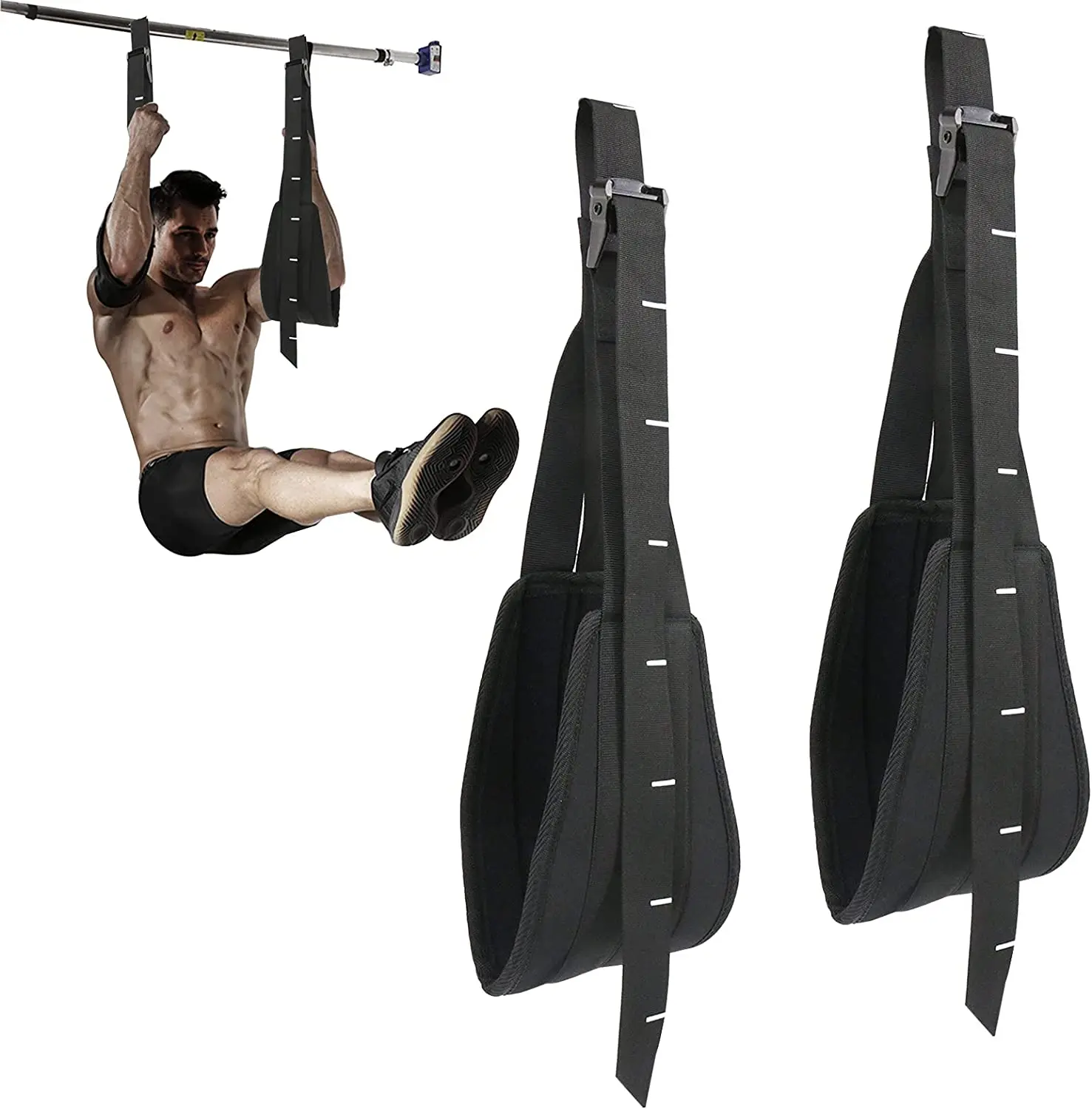 Cintas Abdominais Ajustáveis com Escala para Barra de Exercícios, Treino em Casa e Elevação de Pernas