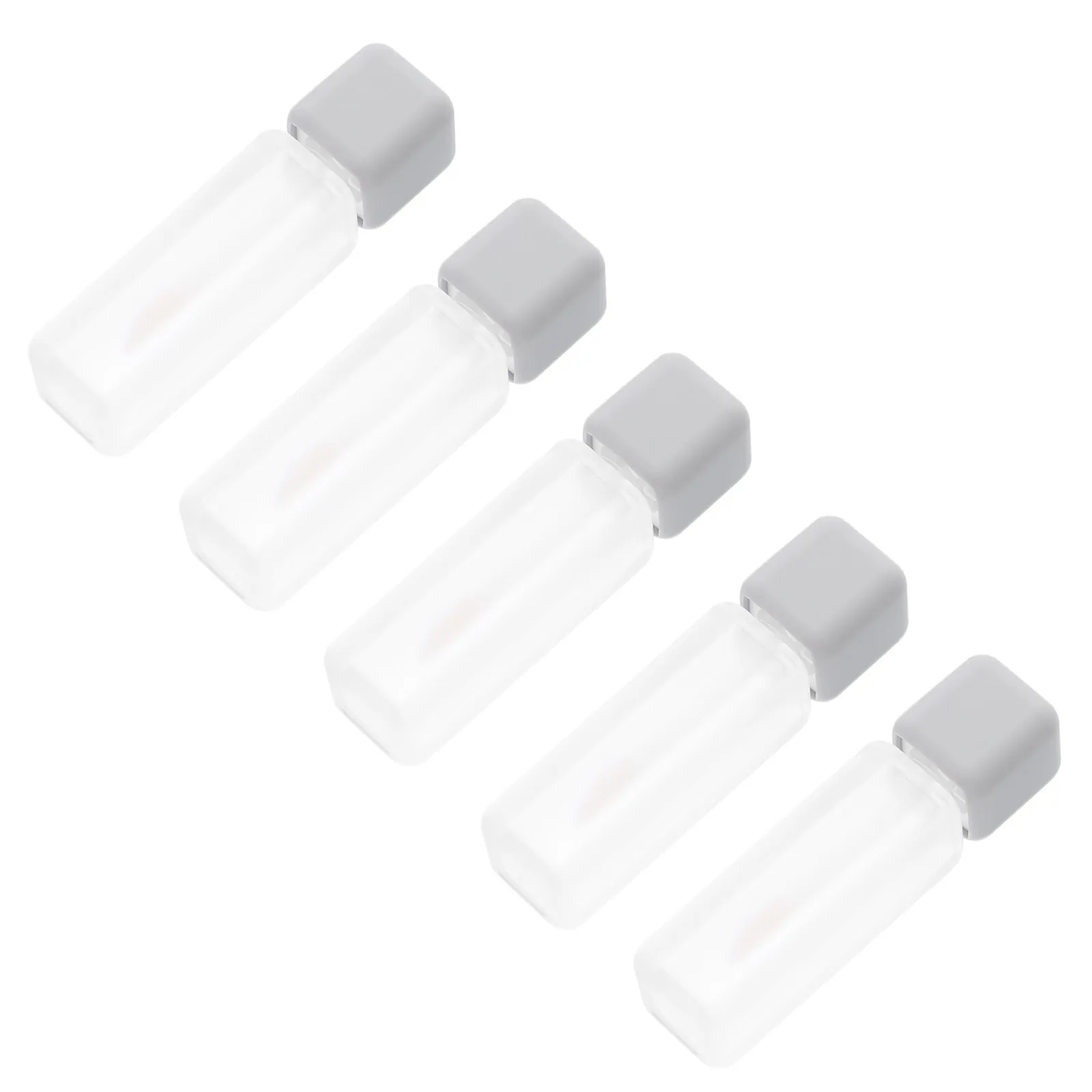 Tubos cilíndricos para brilho labial, 5 peças, capa à prova de vazamento, mini garrafas recarregáveis, uso em viagens, tubos para bálsamo labial, mini garrafas de batom