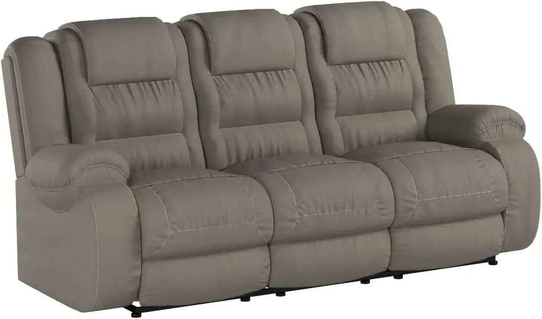 Design by Ashley McCade Contemporary Manual Pull Tab Dual-Sided Reclining Sofa, Gray