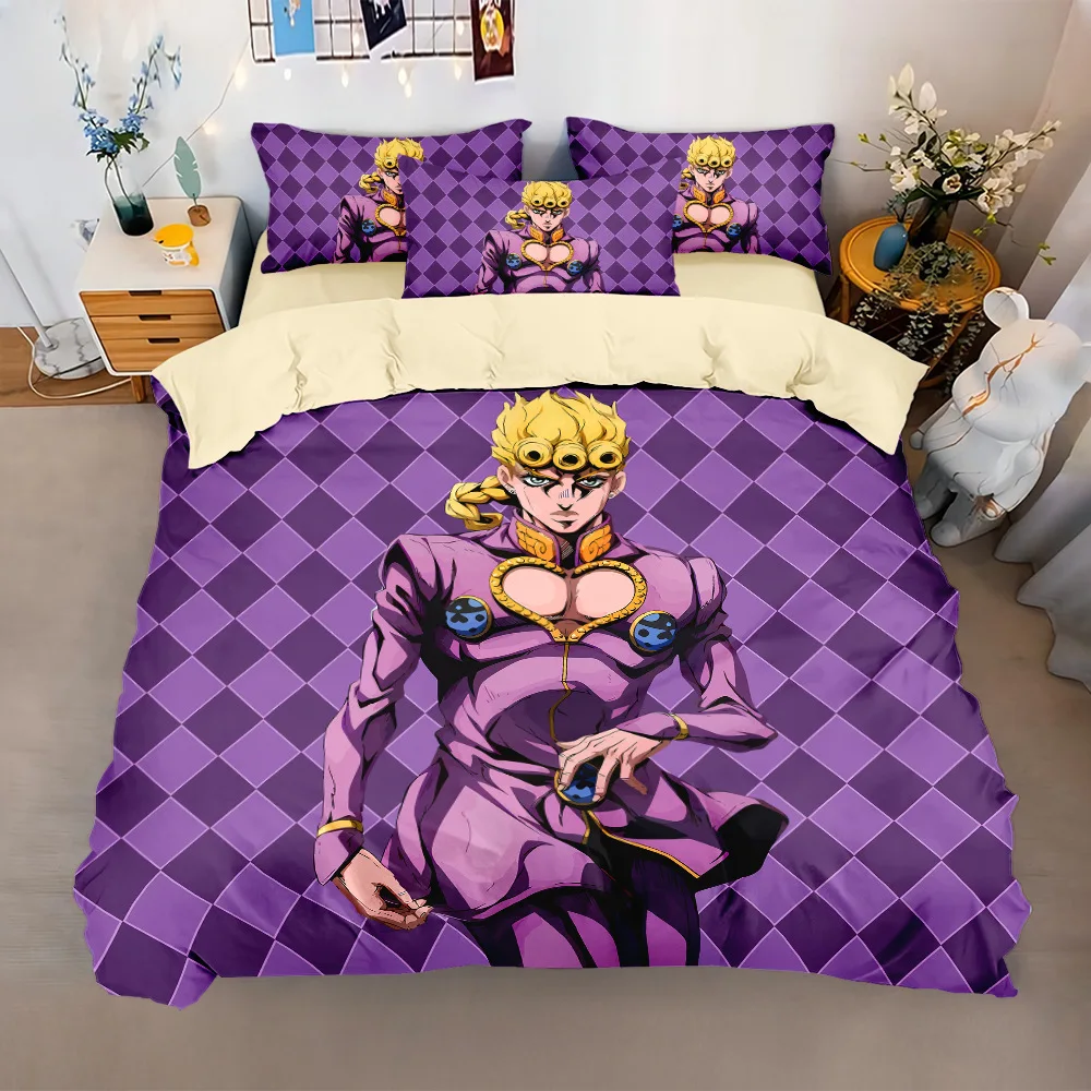 

Anime JoJo Bizarre Bedding Set,3D Print Adventure Jotaro Kujo Bedding Set,JoJo Duvet Cover Pillowcase Bed Kids Adult
