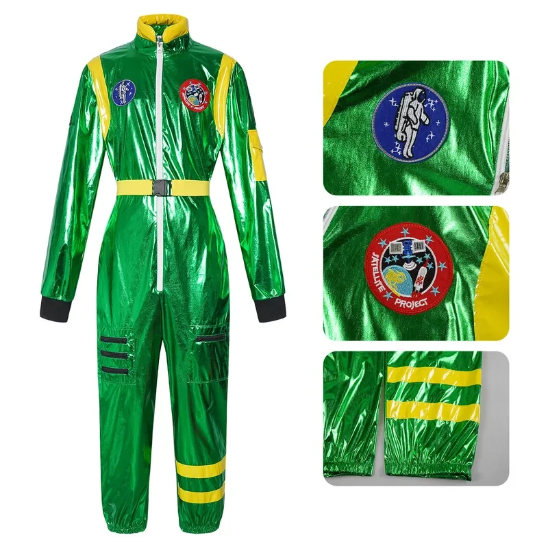 

110-3XL Costume Silver Astronaut Cosplay Disguise Jumpsuit Space Suit Spaceman Outfits Hallowee Carnival Costum FD1;6