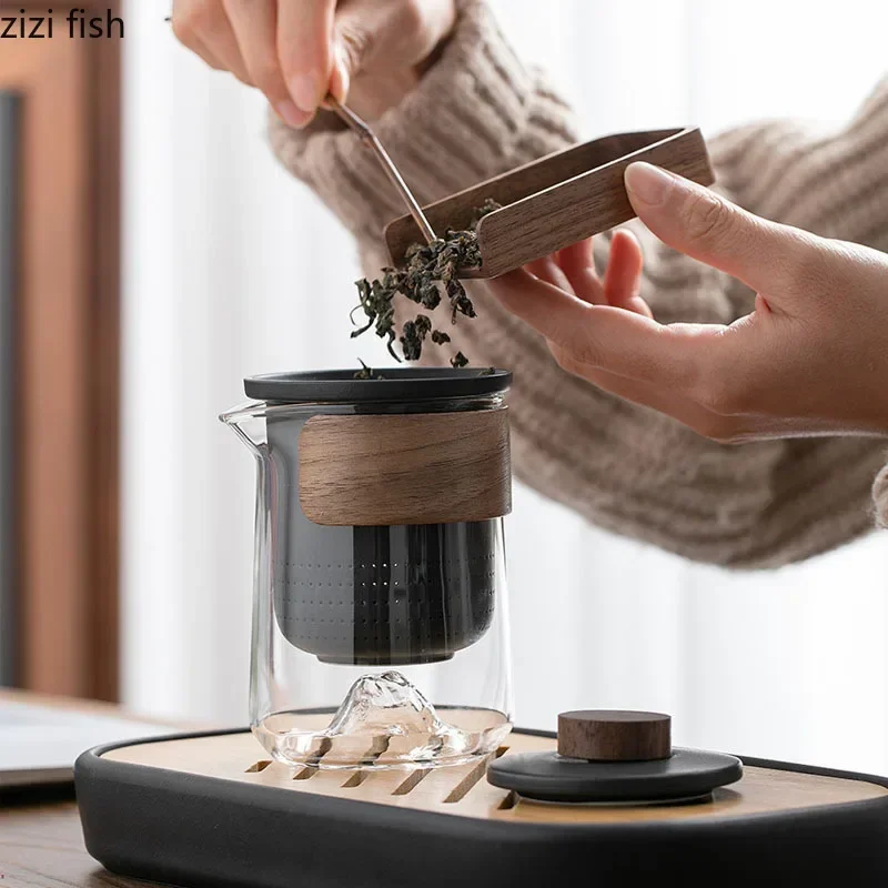 Portable Travel Tea Set Outdoor Ceramic Kung Fu Tea Set Teas Glass Making Tools Teas Infuser Teapot Cup Teaware Sets view 4