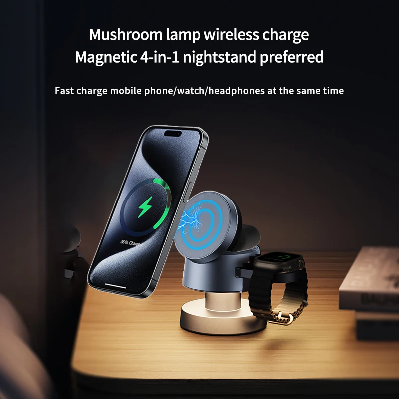 

Magnetic 3 in 1 Wireless Charger For iPhone 16 15 14 13 12, Fast Charging Station for Apple Watch 10 9 8 7 6 5 4 Airpods 2 3 Pro