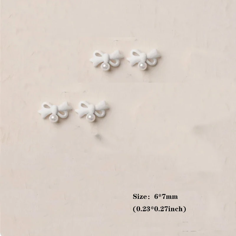 10개입 리본 네일 참 메탈 진주 리본 장식 DIY 부품 리본 골드 실버 네일 부품 라인스톤 쥬얼리 매니큐어