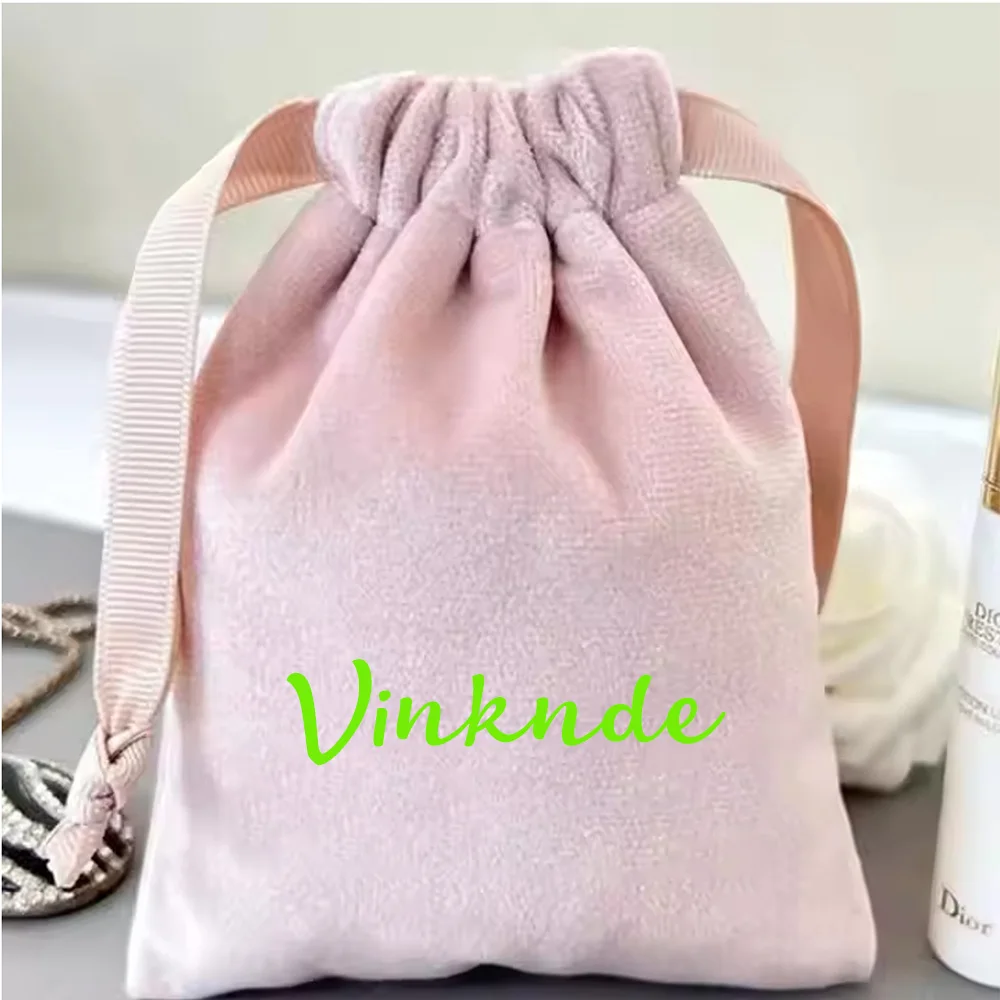 الرباط حقيبة مجوهرات شعار مخصص لينة الأخضر المخملية أقراط حلقة المنظم الحقائب الزفاف لصالح هدية كيس قلادة صناديق الغبار