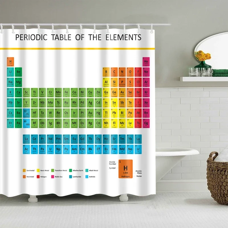 Eriodic Table of The Elements Shower Curtain Bathroom Waterproof Fabric Washable Bath Screen Decor 240X180cm Shower Curtains