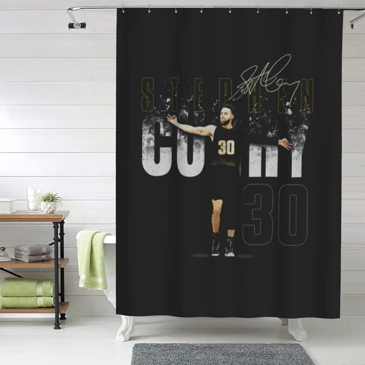 

Водонепроницаемая шторка для душа из полиэстера с изображением Стефа Карри (Голден Стэйт) с крючками