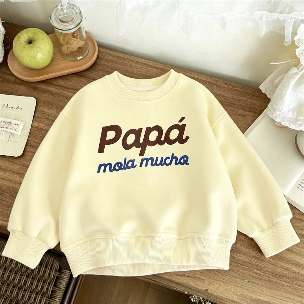 Sweatshirts mit Buchstabendruck, lockere Freizeitkleidung, Rundhals-Pullover, langärmelige Hoodies, Herbstkleidung für Kinder 2026 – Detail 1