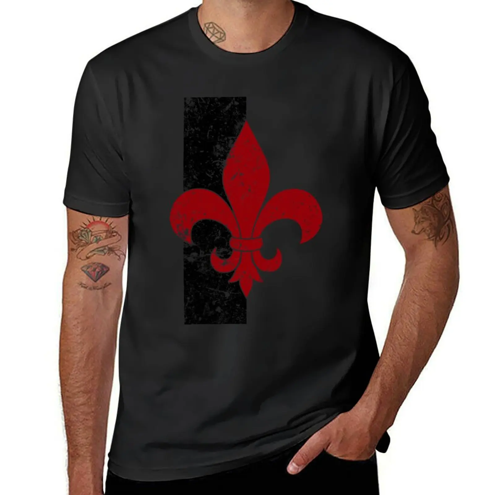 Rose Fleur De Lis T-Shirt sublime vintage summer top quick-drying Short sleeve tee men