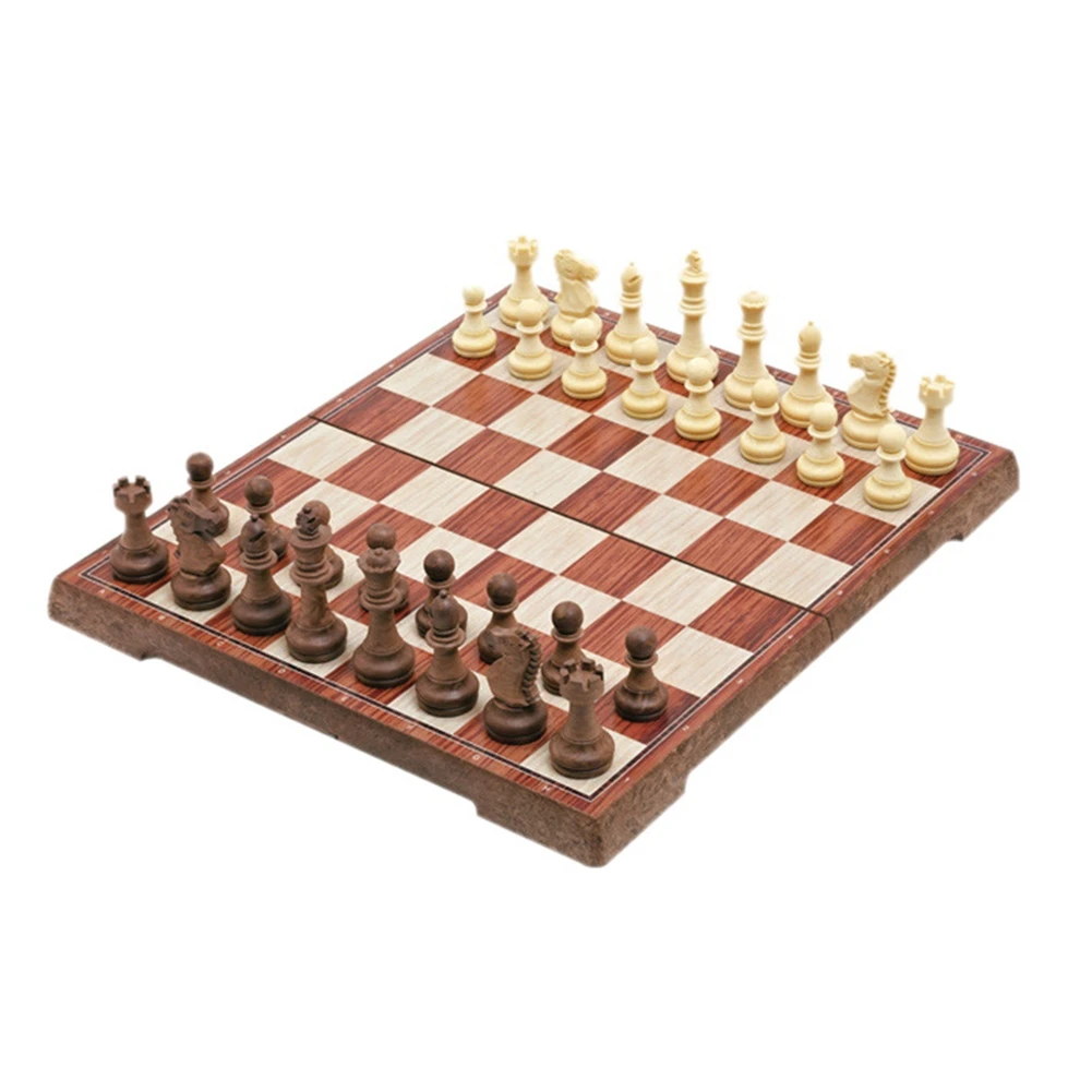 

Wooden Chess Set with No Gaps on the Board. Chess Board Game Foldable Portable Board Suitable for Family Beginners