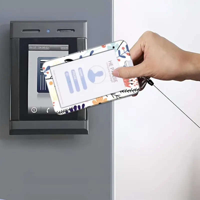 Identity Badge Holder Floral Print Work Name Card Holder With Telescopic Reel Belt Clip Multipurpose Badge Protector With