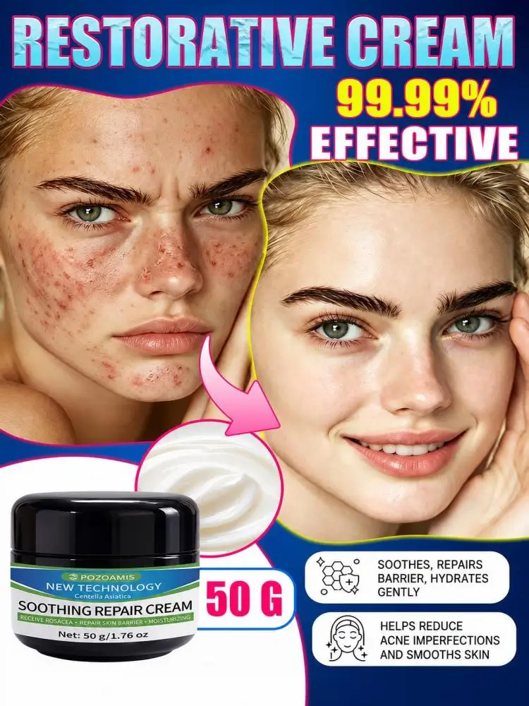 Nourishing Soothing Moisturizing Face Cream, Comfort Irritated‑Looking Skin, Support Skin Barrier Appearance, Long‑Lasting Hydration, Soft Facial Care Cream for Men Women Daily Home Skincare