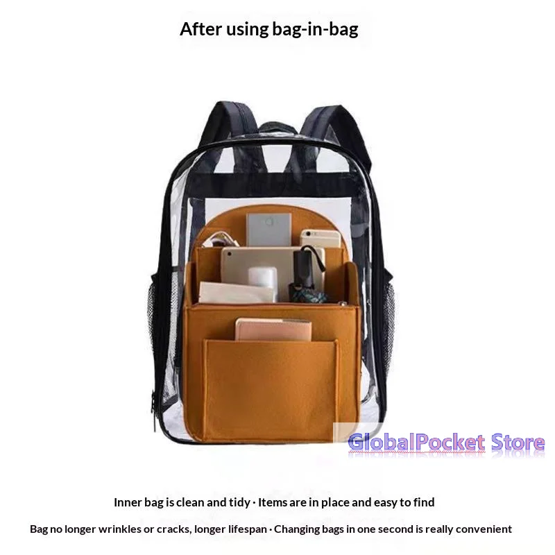 Felt Backpack Organizer Insert Multi Compartment Bag In Bag Liner Large Capacity Lightweight Divider For Travel School Storage