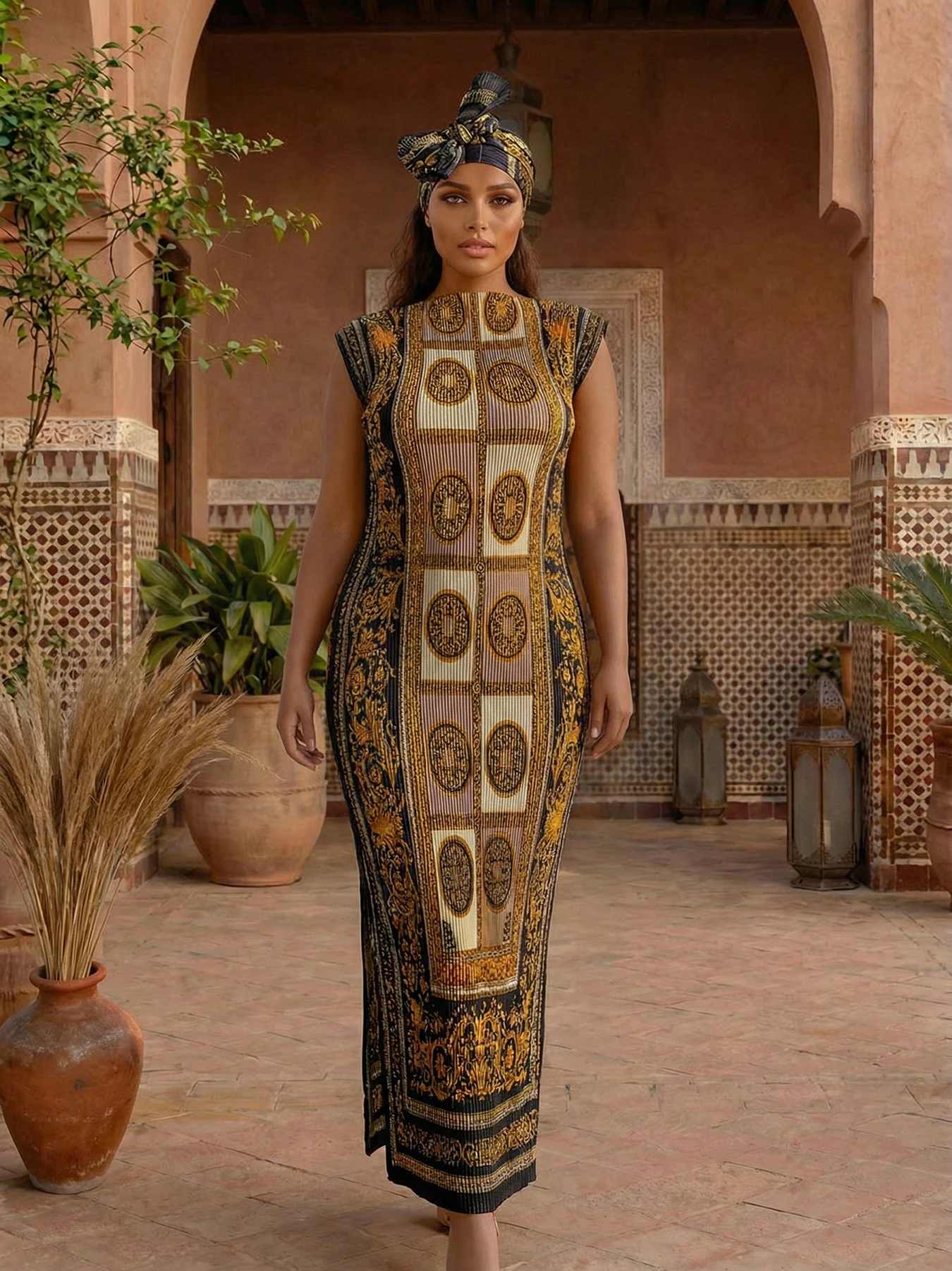 

Африканские платья Dashiki для женщин, элегантные 2026, весна-лето, африканские длинные облегающие платья макси без рукавов из полиэстера с принтом