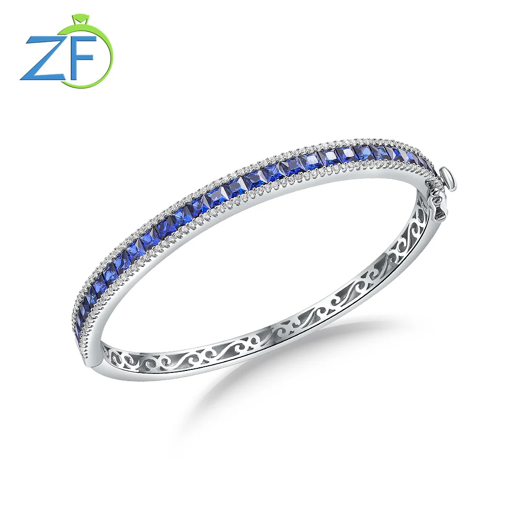 

GZ ZONGFA High Quality 925 Sterling Silver Created Sapphire Elegant Fashion Minimalist Women Bracelet Fine Jewelry