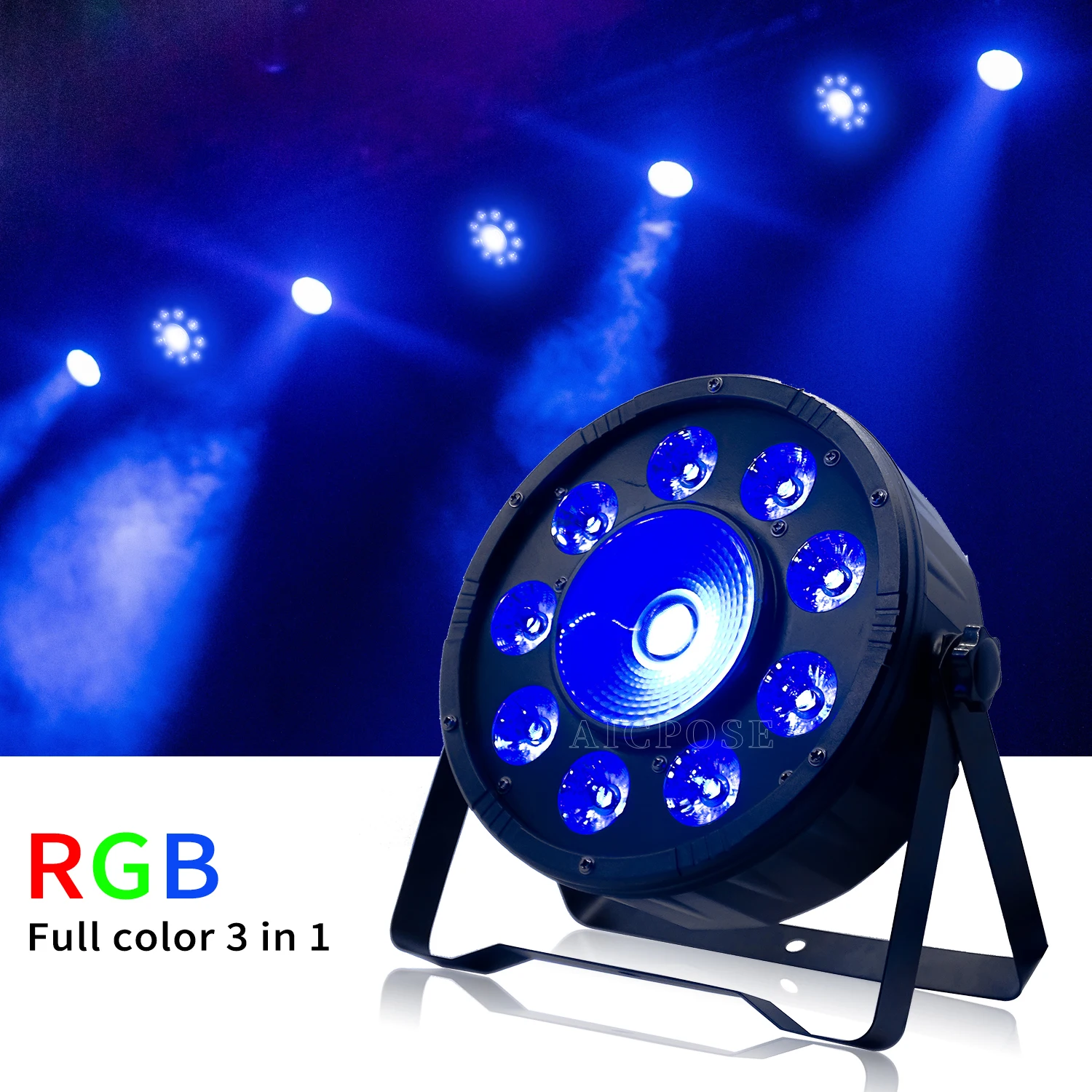 LED Par Light 9x10W+30W RGB 3 in 1 Flat Stage Light Background Dye Light DMX Control Professional DJ Disco Equipment