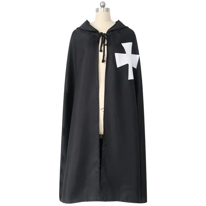 Fantasia medieval de cosplay dos Cavaleiros Templários, capa e manto branco, túnica de Halloween para homens, presente para adultos