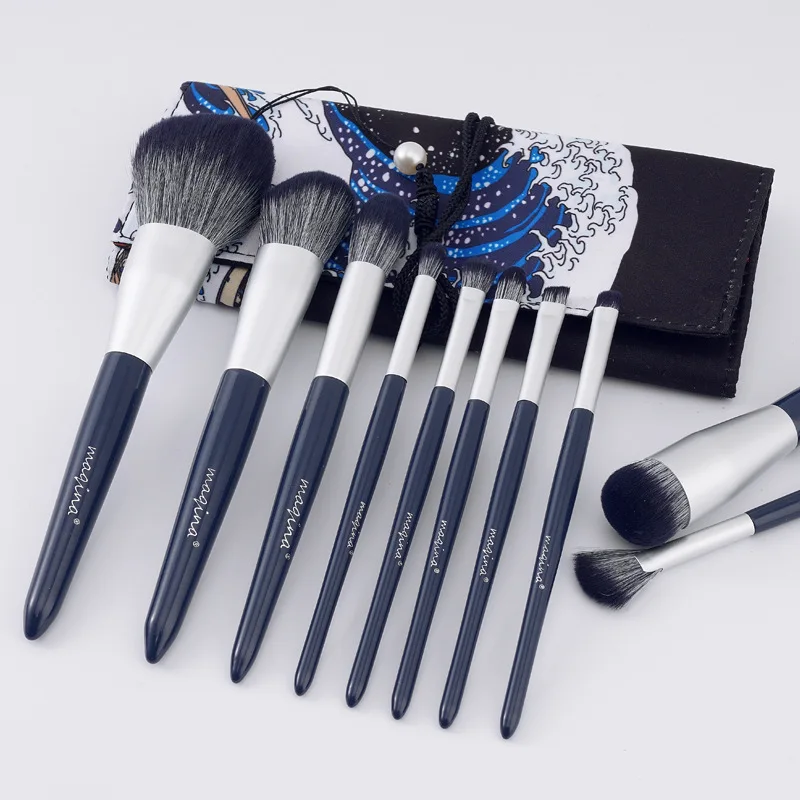 Ensemble de pinceaux de maquillage Ultra doux, manche en bois, correcteur de Blush, fard à paupières, Kit cosmétique de voyage Portable, 10 pièces