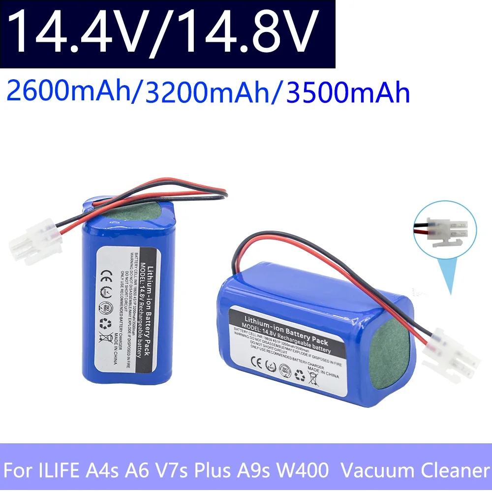 4S1P 14.8V 2600mah/3500mAh 18650 lithium battery Pack  for A4s, A7, V7s Plus, V55 Pro, W400, A9s ,PX-B020 Robot Vacuum Cleaner