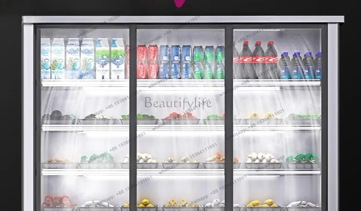 hot String Display Cabinet Commercial Hot Pot BBQ Shop Refrigerated Fresh Air Curtain Large Capacity Cabinet